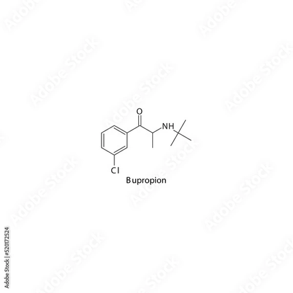 Fototapeta Manifaxine molecule flat skeletal structure, NDRI - norepinephrine dopamine reuptake inhibitor. Vector illustration on white background.