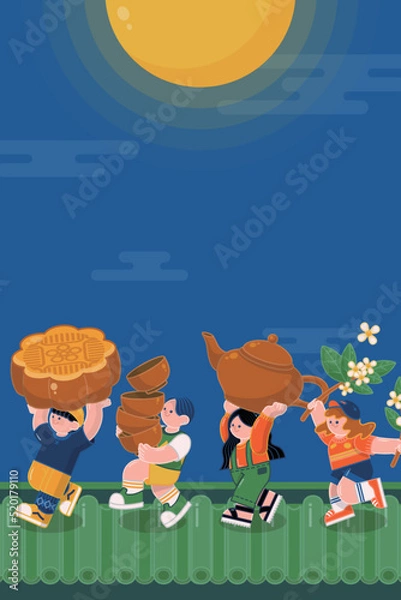 Obraz mid autumn friends party creative poster