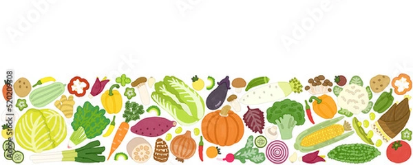 Obraz 様々な野菜のバナー　装飾　水彩画
