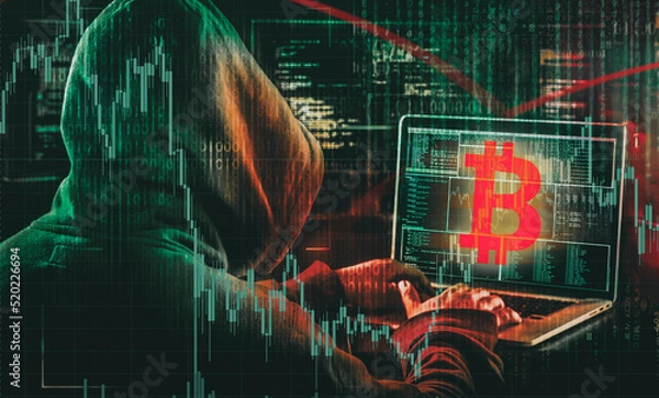 Fototapeta hacker stealing  crypto 