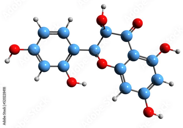 Fototapeta  3D image of Dihydromorin skeletal formula - molecular chemical structure of  flavanonol isolated on white background

