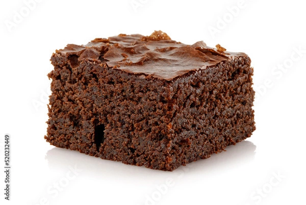 Fototapeta Slice of brownie isolated on white background