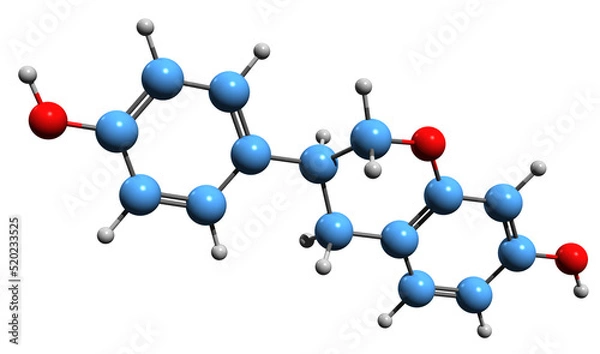 Fototapeta  3D image of Equol skeletal formula - molecular chemical structure of  isoflavandiol estrogen isolated on white background
