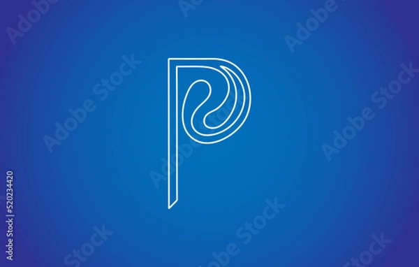 Fototapeta abstract, alphabet or letter P logo concept, hand-drawn abstract, creative vector logo for any business.Letter P Logo. P Letter Design, brand identity,