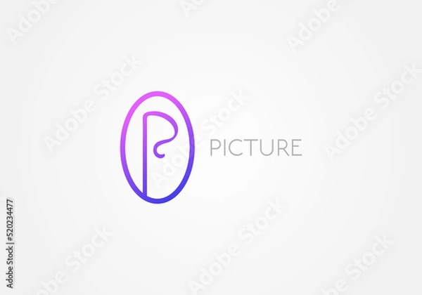 Fototapeta abstract, alphabet or letter P logo concept, hand-drawn abstract, creative vector logo for any business.Letter P Logo. P Letter Design, brand identity,