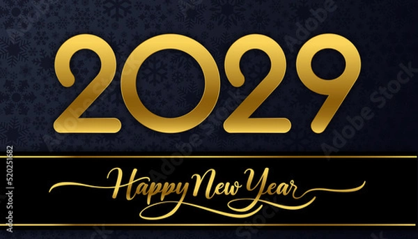 Obraz 2029 Happy New Year in golden design, Holiday greeting card design.