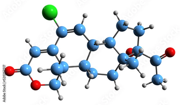 Fototapeta  3D image of Osaterone skeletal formula - molecular chemical structure of  steroidal antiandrogen isolated on white background
