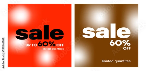 Obraz Sale discount text banner background vector set. With gradient aura blur shape pattern. Shop clearance badge poster. Special offer price tag, best deal promotion advertising label, retail business.