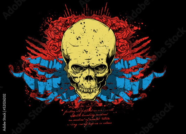 Fototapeta Ribbon skull