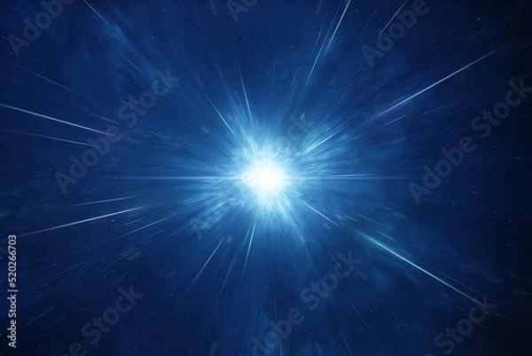 Fototapeta Blurry abstract blue image representing the conpcent of traveling at the speed of light through the universe.