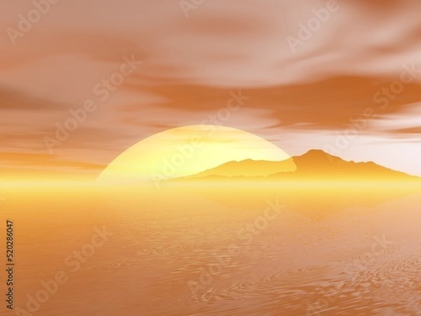 Fototapeta 幻想的な光と海