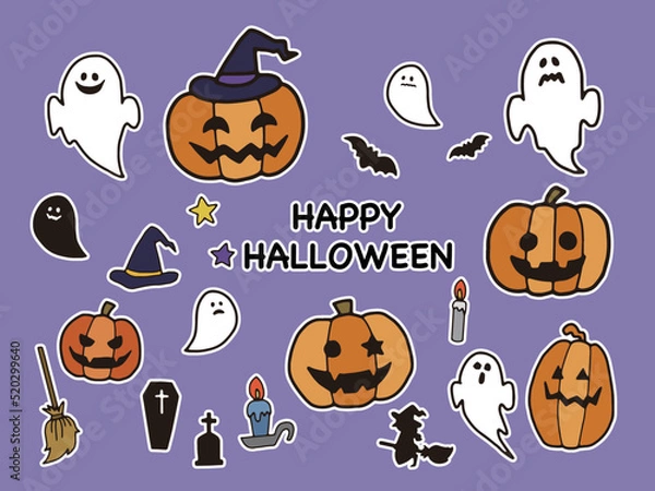 Fototapeta ハロウィン　かぼちゃとおばけのイラストセット
