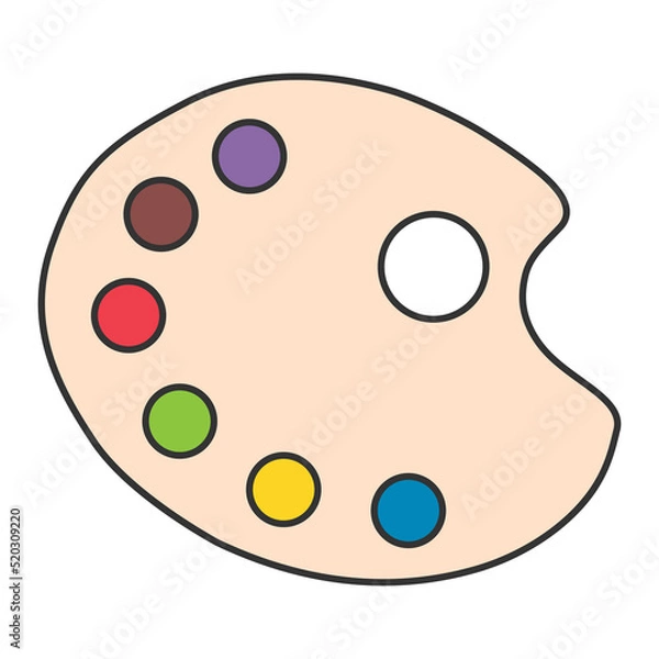 Fototapeta Flat art tool palette with paints color, artist web design graphic vector illustration