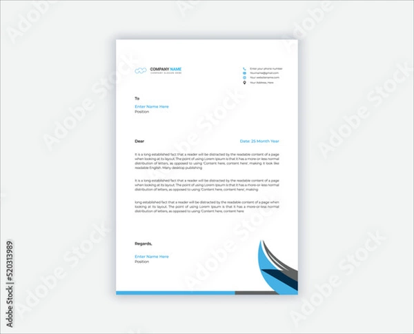 Obraz Modern Creative & Clean business style letterhead bundle of your corporate project design. set to print with vector & illustration. corporate letterhead bundle.