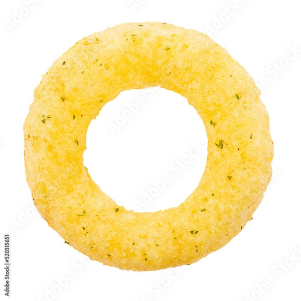 Obraz Crispy onion rings, isolated on white background, full depth of field. Сorn rings. File contains clipping path. Design element.