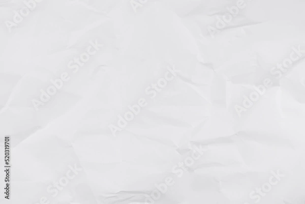 Fototapeta White crumpled paper texture background, clean white wrinkled paper, top view.	