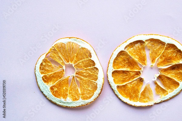 Fototapeta ドライフルーツ（オレンジ・リンゴ・スイカ）のスライスした断面を上から見た風景