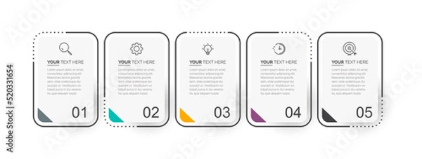 Fototapeta Business Infographic template. Business concept with 5 options. Business data visualization. Process chart.