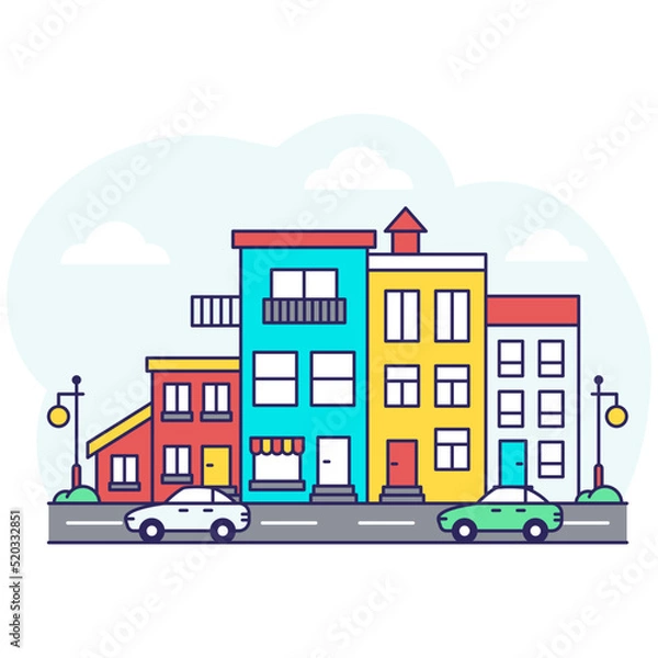 Fototapeta A beautiful building illustration of skyline 