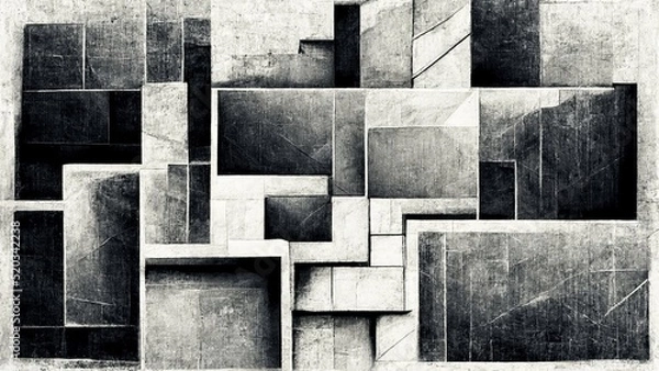 Obraz イラスト アブストラクト 白黒 タイル