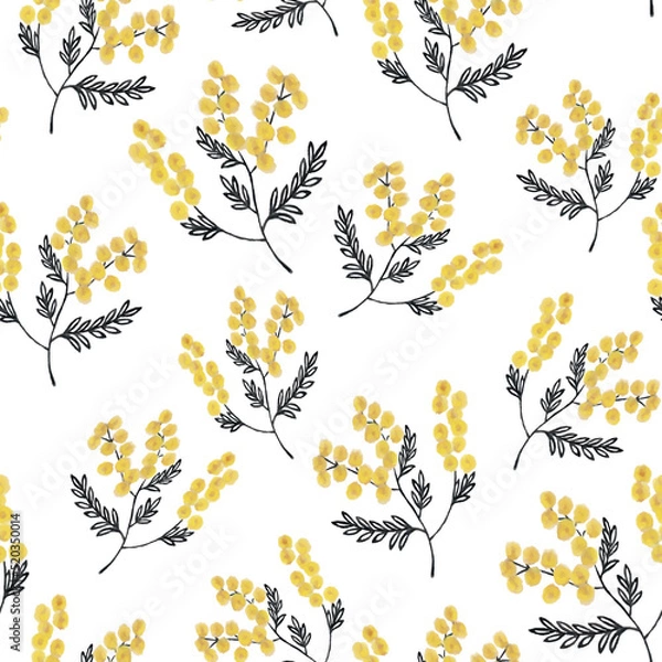 Fototapeta Yellow pattern with flowers