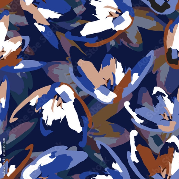 Fototapeta seamless plants pattern background with mixed multicolour flowers , greeting card or fabric