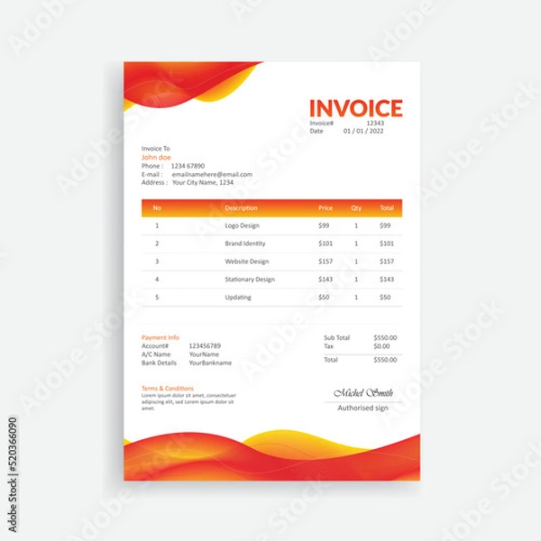 Obraz Modern Abstract Invoice Design  Template