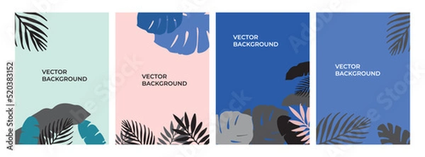 Fototapeta Vector set social media story design templates, backgrounds with copy space for tex