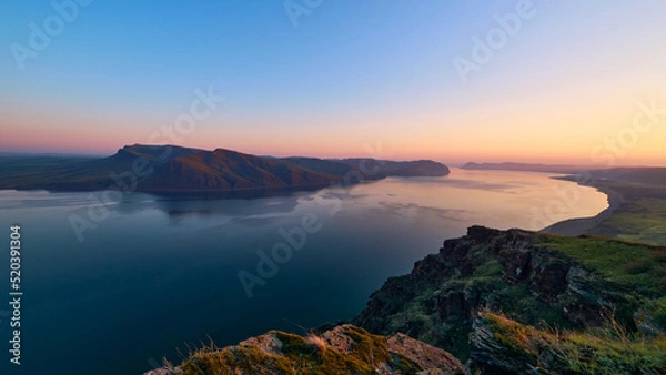 Fototapeta Cloudless summer morning, over the river