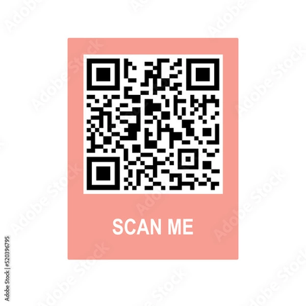 Fototapeta Scan me phone tag. Qrcode for mobile app. Isolated illustration on white background. Vector illustration.