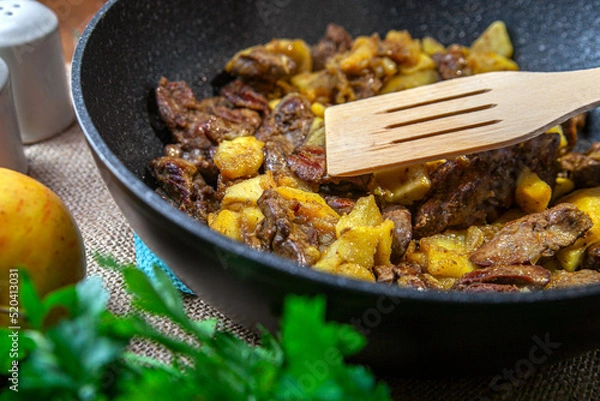 Obraz fried meat in a pan