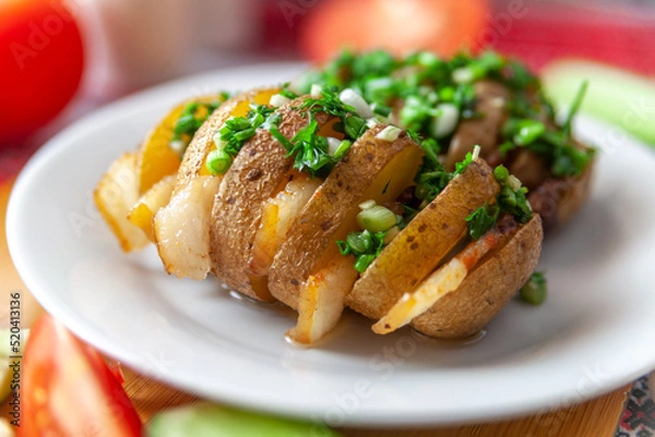 Obraz baked potatoes with herbs