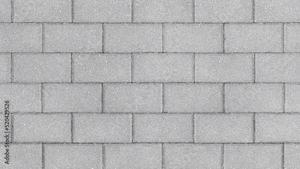 Obraz Grey brick wall background close up. Gray stone tile block background with horizontal texture of gray brick. Gray brick surface.
