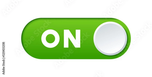 Fototapeta Slider toggle switch on button realistic 3d green color for mobile interface or web vector illustration