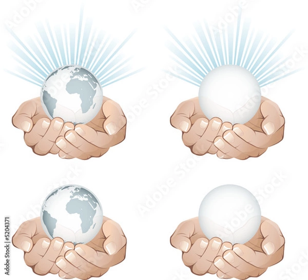 Fototapeta Mains et planètes, image vectorielle