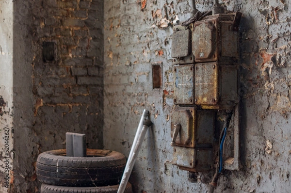 Obraz An abandoned old factory made of red bricks - a spinning mill in Poland