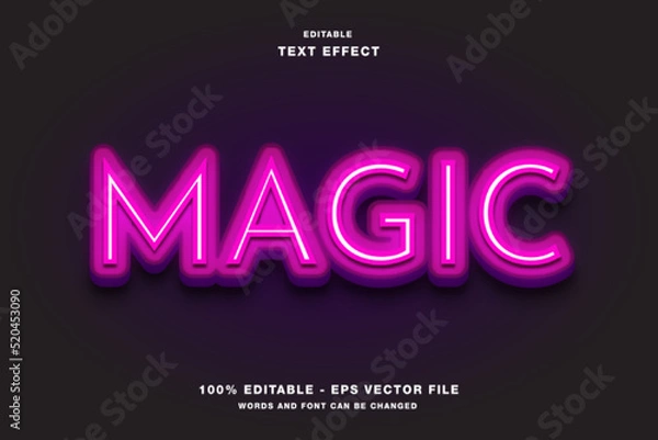 Fototapeta Magic Neon Light 3d editable text effect