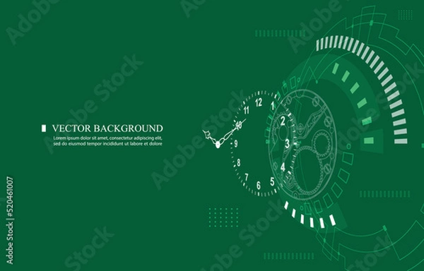 Obraz Modern vector technology clock background.mechanical wacth.analog clock.