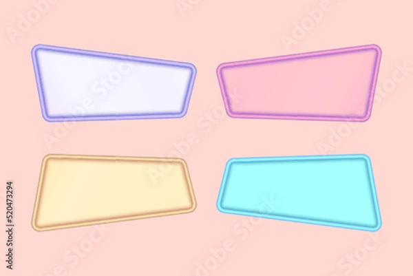Obraz set of four vector 3d horizontal frame colorful blank text box banners for info graphic templates