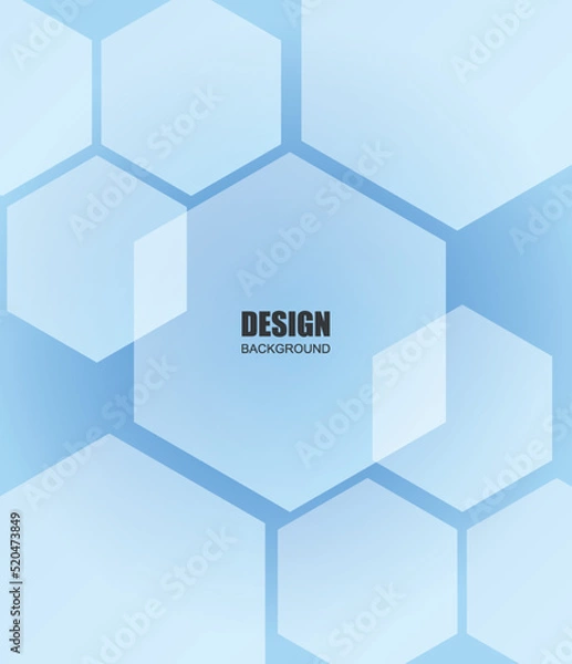 Obraz Hexagon shape on blue gradient overlay background. Vector.