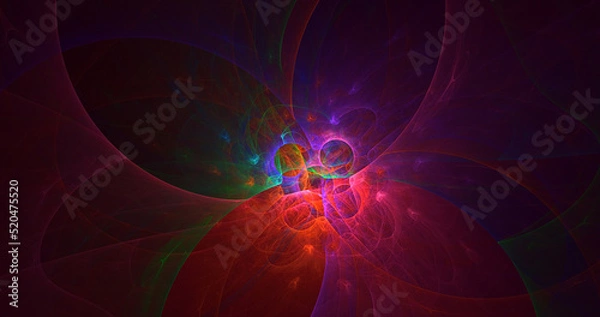 Fototapeta 3D rendering abstract multicolor fractal light background