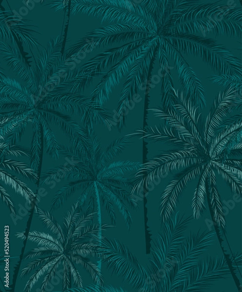 Obraz Retro Palm Vector illustration Seamless Pattern On Beige background Color, Palm Beach Pattern