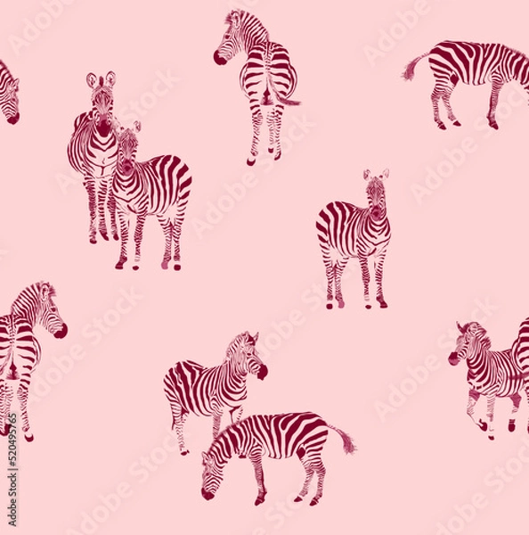 Obraz Zebra seamless pattern on  background color, Safari Wildlife, Animal