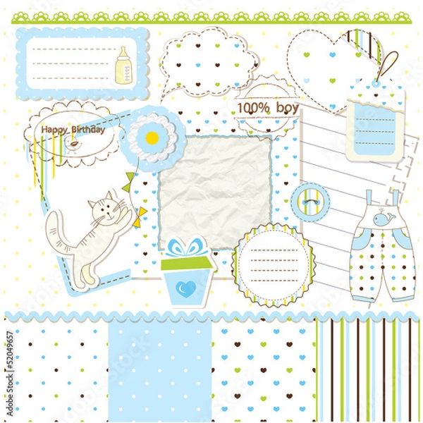 Obraz Scrapbook elements for baby boy