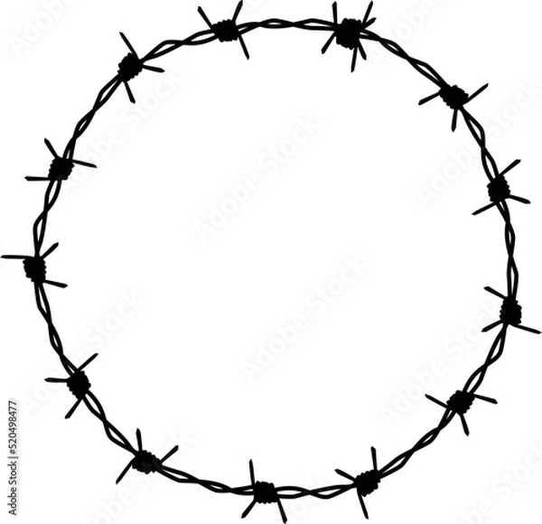 Fototapeta barbed wire icon on white background. frame circle from barbed wire. flat style.