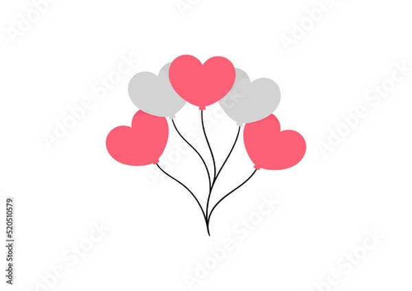 Fototapeta illustration of a heart shaped balloon on a white background
