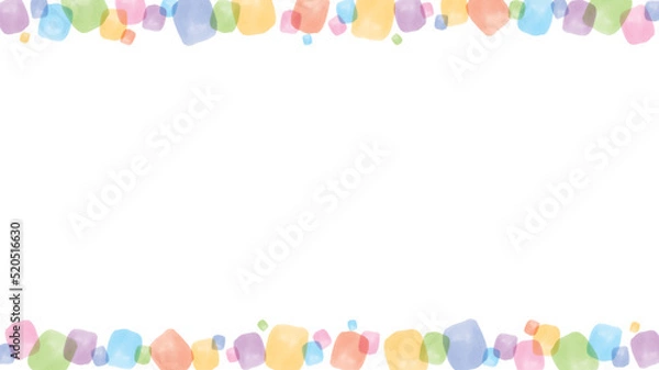 Fototapeta 水彩風のカラフルな背景　フレーム　飾り（上下）