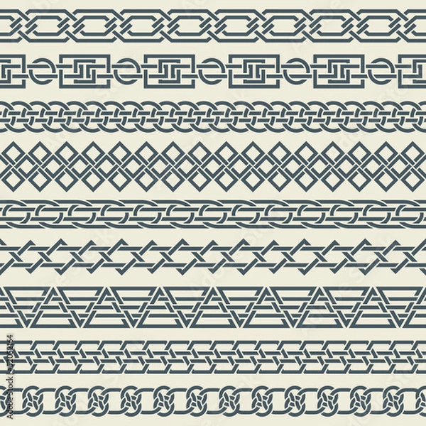 Fototapeta Set of seamless vintage borders in the form of celtic ornament