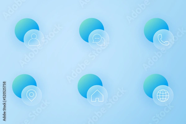 Obraz Set of glassmorphism contact icon elements