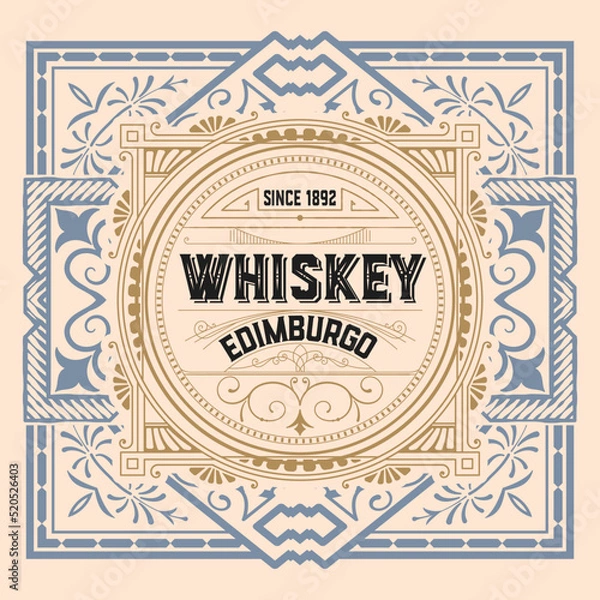 Obraz Whiskey label with old frames